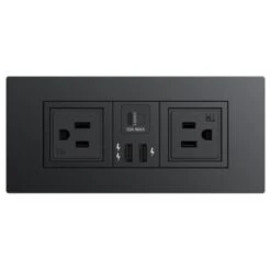 Teleadapt Powerhub E With 2 Tamper Resistant Us Outlets, Black