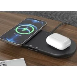 Teleadapt Chargeport Duo Desktop Dual Qi Wireless Charger, Black -Household Supplies Store 216813 LifestyleImage Lg