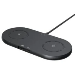Teleadapt Chargeport Duo Desktop Dual Qi Wireless Charger, Black