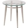Worksmart Round Clear Tempered Glass Top End Table With Nickel Brush Legs -Household Supplies Store 222349 V Lg