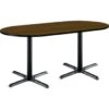 Kfi 30 X 72" Racetrack Pedestal Table With Walnut Top, Black X-Base -Household Supplies Store 222535 V Lg
