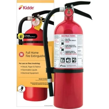 Kidde Full Home Fire Extinguisher With Hose, Easy Mount Bracket & Strap, 3-A 40-B C, Dry Chemical, One-Time Use (4-Case) 3 Kidde Full Home Fire Extinguisher With Hose, Easy Mount Bracket & Strap, 3-A 40-B C, Dry Chemical, One-Time Use (4-Case)