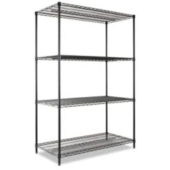 Alera® Industrial Heavy-Duty Wire Shelving Kit, 4-Shelf, 48w X 24d X 72h, Black 5 Alera® Industrial Heavy-Duty Wire Shelving Kit, 4-Shelf, 48w X 24d X 72h, Black -Household Supplies Store 250604 WebOnly Lg 1