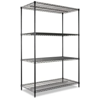 Alera® Industrial Heavy-Duty Wire Shelving Kit, 4-Shelf, 48w X 24d X 72h, Black 4 Alera® Industrial Heavy-Duty Wire Shelving Kit, 4-Shelf, 48w X 24d X 72h, Black - Image 2