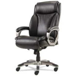 Alera® Veon Series Executive Highback Leather Chair, Coil Spring Seat, Black