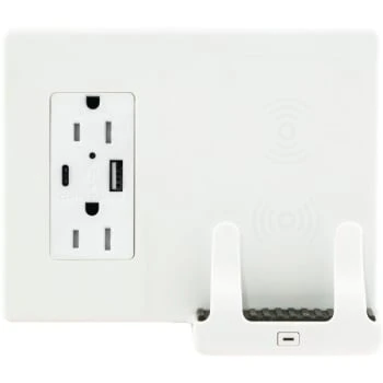 Hubbell® Qi Certified 15 Amp 125 Volt Duplex Power Standard W/ Usb Type A And C Ports (White) 4 Hubbell® Qi Certified 15 Amp 125 Volt Duplex Power Standard W/ Usb Type A And C Ports (White) - Image 2