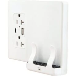 Hubbell® 20 Amp Duplex Standard Outlet W/ Type A And C Wireless Charger (White)