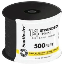 Southwire 500 Ft 14-Gauge Black Stranded Cu Thhn Wire