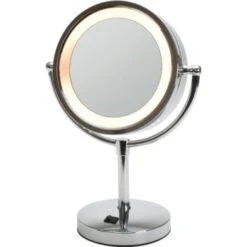 Jerdon 8-1/2" Table Top Mirror Chrome With Halo Light