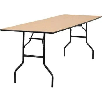 Generic 96 In. Natural Wood Tabletop Metal Frame Folding Table 3 Generic 96 In. Natural Wood Tabletop Metal Frame Folding Table