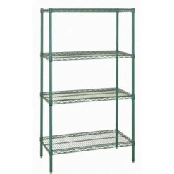 Quantum Storage Systems 4-Shelf Wire Shelving Unit, 24x42x72, Poly Green Epoxy