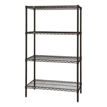 Quantum Storage Systems 4-Shelf Wire Shelving Unit, 18x30x72, Black Epoxy 3 Quantum Storage Systems 4-Shelf Wire Shelving Unit, 18x30x72, Black Epoxy