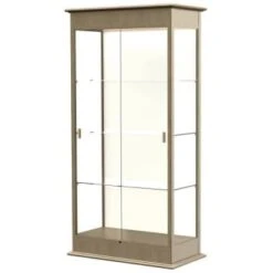 Ghent Waddell Varsity Lighted Driftwood Oak Case W/sliding Door/plaque Fab Bck