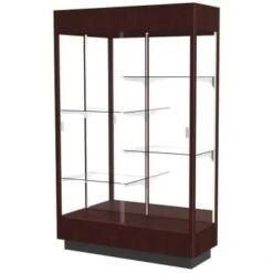 Ghent Waddell Heritage Wood Display Case Java Hardwood Finish W/ Mirror Back