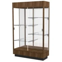 Ghent Waddell Heritage Wood Display Case Danish Walnut Hardwood Finish W/mirror