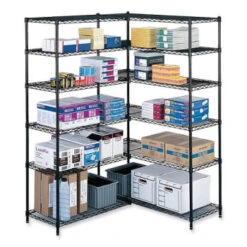 Safco Industrial Extra Shelf Pack, 36"w X 24"d X 1.5"h, Black, 2 Per Pack 7 Safco Industrial Extra Shelf Pack, 36"w X 24"d X 1.5"h, Black, 2 Per Pack -Household Supplies Store 292925 FrontView straighton Lg