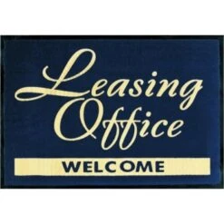 Leasing Office Welcome Floor Mat, Navy, 3' X 2'