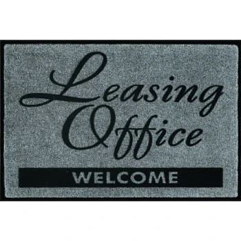 Leasing Office Welcome Floor Mat, Charcoal, 6' X 4' 3 Leasing Office Welcome Floor Mat, Charcoal, 6' X 4'