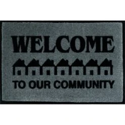 Welcome To Our Community Floor Mat, Charcoal, 6' X 4'