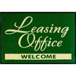 Leasing Office Welcome Floor Mat, Hunter Green, 3' X 2'