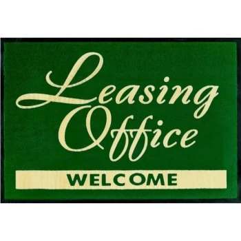 Leasing Office Welcome Floor Mat, Hunter Green, 3' X 2' 3 Leasing Office Welcome Floor Mat, Hunter Green, 3' X 2'