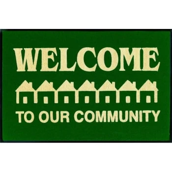 Welcome To Our Community Floor Mat, Hunter Green, 3' X 2' 3 Welcome To Our Community Floor Mat, Hunter Green, 3' X 2'