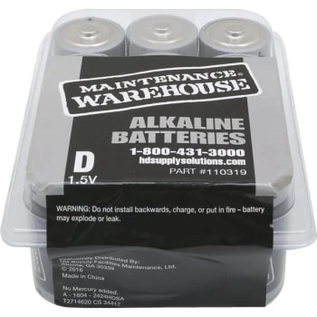 Maintenance Warehouse® D Alkaline Battery, Package Of 12 4 Maintenance Warehouse® D Alkaline Battery, Package Of 12 - Image 2