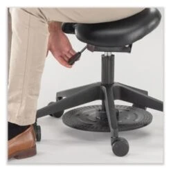 Safco Saddle Seat Lab Stool, Backless, 21" To 27" Seat High, Black Seat -Household Supplies Store 295950 LeftView Lg