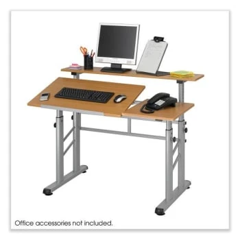 Safco Height-Adjust Split Level Drafting Table, Rectangular/square, Medium Oak 4 Safco Height-Adjust Split Level Drafting Table, Rectangular/square, Medium Oak - Image 2