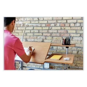 Safco Height-Adjust Split Level Drafting Table, Rectangular/square, Medium Oak 6 Safco Height-Adjust Split Level Drafting Table, Rectangular/square, Medium Oak - Image 4