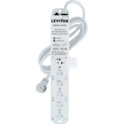 Leviton Med Grd Surge Prot 6-Outlet Power Strip 7ft 12-3 Sjt Cord, Beige