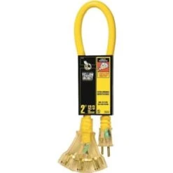 Yellow Jacket 2'12/3 Sjtw Outdoor Heavy-Duty Contractor Adapter Cord