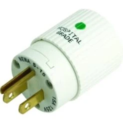 Hubbell® Hospital Grade Straight Blade Male Plug, 125v, 15a, 2 Pole, 3 Wire, Clear