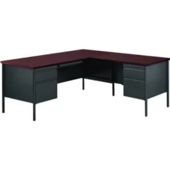 Hirsh 72 L Shape Executive Desk Charcoal/mahogany 4-Drawer Rh Return