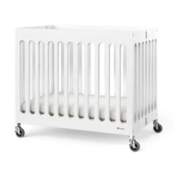 Foundations Compact Boutique™ Folding Crib, Slatted Foam Mattress, White