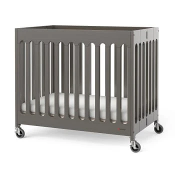 Foundations Compact Boutique™ Folding Crib, Slatted Foam Mattress, Dapper Gray 3 Foundations Compact Boutique™ Folding Crib, Slatted Foam Mattress, Dapper Gray
