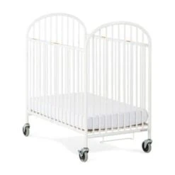 Foundations Compact Pinnacle™ Folding Crib W/ Oversized Casters Foam Mattress