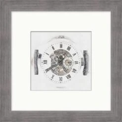 Clearwater Art Collection Clock, Neutral Scheme, Silver Frame