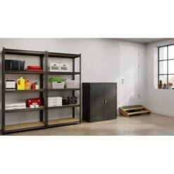Hirsh Welded Steel Storage Cabinet With 2 Shelves, 18" D X 36" W X 42" H, Black 18 Hirsh Welded Steel Storage Cabinet With 2 Shelves, 18" D X 36" W X 42" H, Black -Household Supplies Store 334044 DetailedProductView2 Lg
