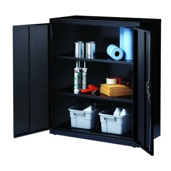 Hirsh Welded Steel Storage Cabinet With 2 Shelves, 18" D X 36" W X 42" H, Black 11 Hirsh Welded Steel Storage Cabinet With 2 Shelves, 18" D X 36" W X 42" H, Black - Image 9