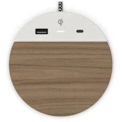 Nonstop White Housing Walnut Wood Grain Laminate Charging Pad