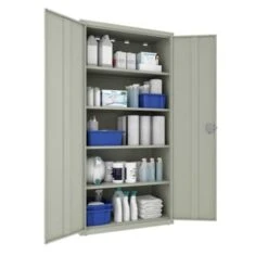 Hirsh Welded Steel Storage Cabinet With 4 Adjustable Shelves, 24" D X 36" W X 72" H, Light Gray 23 Hirsh Welded Steel Storage Cabinet With 4 Adjustable Shelves, 24" D X 36" W X 72" H, Light Gray -Household Supplies Store 334533 DetailedProductView10 Lg