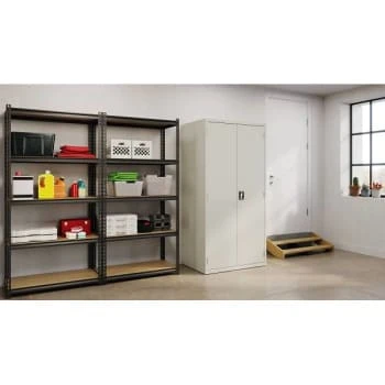Hirsh Welded Steel Storage Cabinet With 4 Adjustable Shelves, 24" D X 36" W X 72" H, Light Gray 7 Hirsh Welded Steel Storage Cabinet With 4 Adjustable Shelves, 24" D X 36" W X 72" H, Light Gray - Image 5