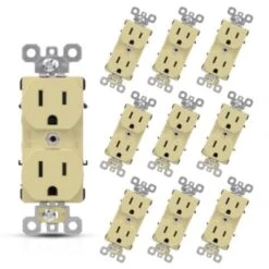 Maintenance Warehouse® 15 Amp 125 Volt Back/side Wired Commercial Duplex Outlet (10-Pack) (Ivory) -Household Supplies Store 335065 v CompositeImage BUS Lg