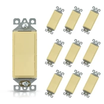 Maintenance Warehouse® 15 Amp 1-Pole Decorator Wall Switch (10-Pack) (Ivory) 4 Maintenance Warehouse® 15 Amp 1-Pole Decorator Wall Switch (10-Pack) (Ivory) - Image 2