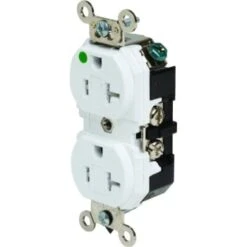 Hubbell® 20 Amp 125 Volt Hospital-Grade Duplex Standard Outlet (White)