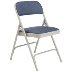 National Public Seating® 2200 Series Folding Chair, Fabric, Blue, Package Of 4