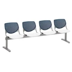 Kfi Seating Kool 4-Seat Reception Bench, Navy Backs, White Seats
