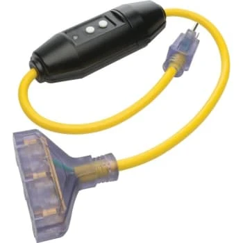 Prime Wire & Cable® SJTW 3 Ft 12/3-Gauge In-Line GFCI Triple-Tap Adapter W/ Primelight Indicator Light 3 Prime Wire & Cable® SJTW 3 Ft 12/3-Gauge In-Line GFCI Triple-Tap Adapter W/ Primelight Indicator Light