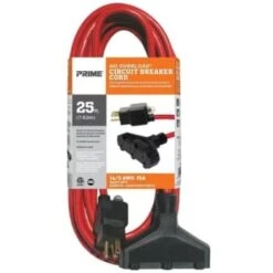 Prime Wire & Cable® Sjtw 25 Ft 12 Amp Outdoor Triple-Tap Power Extension Cord -Household Supplies Store 502573 InthePackageView UNI Lg
